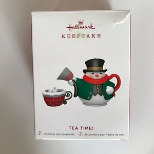 Hallmark Keepsake Snowman Tea Time Porcelain Ornament Set 2019